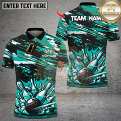 Maxcorners Bowling And Pins  Multicolor Customized Name, Team Name 3D Shirts