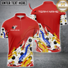 Maxcorners Red Bowling pattern Bowling Team Polo, Quarter Zip Shirt For Men Custom Mens Bowling Jersey LM0910