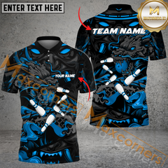 Maxcorners Dragon And Samurai Bowling Jersey Multicolor Option Customized Name, Team Name 3D Polo Shirt