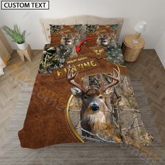 Maxcorners Premium Deer Hunter Grass Brown Camouflage 3D Full Print Bedding Set 3D All Over Printed