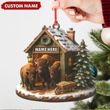 Maxcorners Personalized Acrylic Bison Christmas Ornament â€“ Custom Buffalo Barn Holiday Decor LM0110