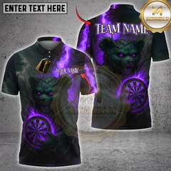 Maxcorners Darts Dark Bear with Flaming Dartboard Multicolor Customized Name, Team Name 3D Shirts