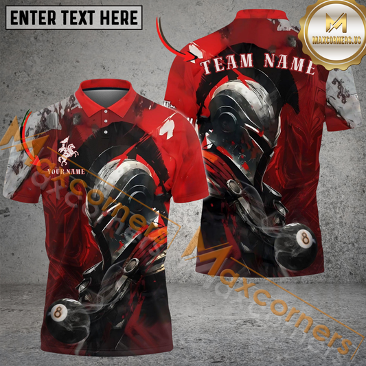 Maxcorners Horseman Billiard Jersey Mutilcolor Options Personalized Name, Team Name 3D Polo Shirt