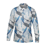 Maxcorners Blue Feather Golf Polo Shirt, Mens Golf Gift, Mens Tropical Shirts