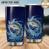 Maxcorners Fishing Tumbler Deep Navy Scale Texture Design Personalized Name Tumbler (13 Species)
