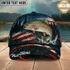 Maxcorners Fishing Patriotic American Flag Splash Personalized 3D Cap (12 Fish Species)