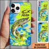 Maxcorners Neon Blue Lime Camo Splash Personalized Name Phone Case (13 Fish Species)