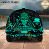 Maxcorners Fishing Reaper Neon Green Skull Multi Options Personalized Name 3D Cap (6 Colors)