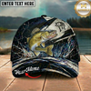 Maxcorners Fishing Black White Crack Texture Splash Personalized 3D Cap (12 Fish Species)