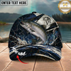 Maxcorners Fishing Black White Crack Texture Splash Personalized 3D Cap (12 Fish Species)
