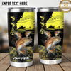 Maxcorners Fishing Tumbler Neon Yellow Sunset Angler Design Personalized Name Tumbler (13 Species)