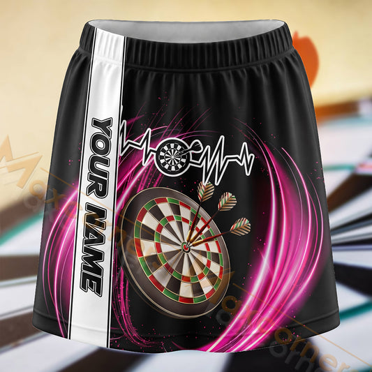Maxcorners Darts Pink Heartbeat Dartboard Personalized 3D Skort, Skirts With Shorts