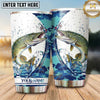 Maxcorners Fishing Tumbler White Blue Abstract Ink Splash Design Personalized Name Tumbler (13 Species)