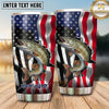 Maxcorners Fishing Tumbler Waving American Flag Action Design Personalized Name Tumbler (13 Species)