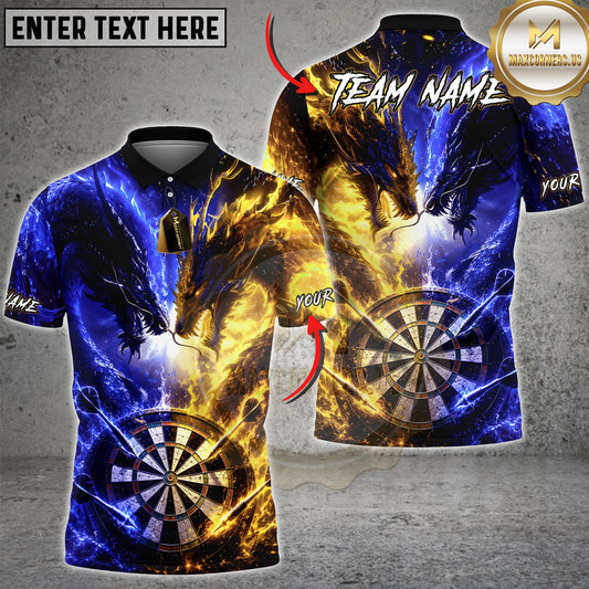 Maxcorners Darts Fire and Ice Dragon Dartboard Multiple Options Personalized Name, Team Name 3D Shirt