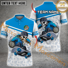 Maxcorners Darts  Skateboarding Skeleton Multicolor Option Customized Name, Team Name 3D Polo Shirt