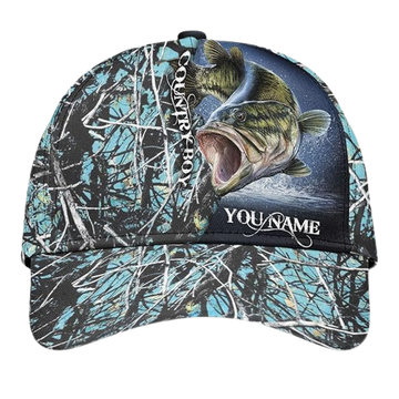 Maxcorners Country Boy Custom Largemouth Bass Baseball Cap, Custom Bass Fishing 3D Printed Caps LM0402