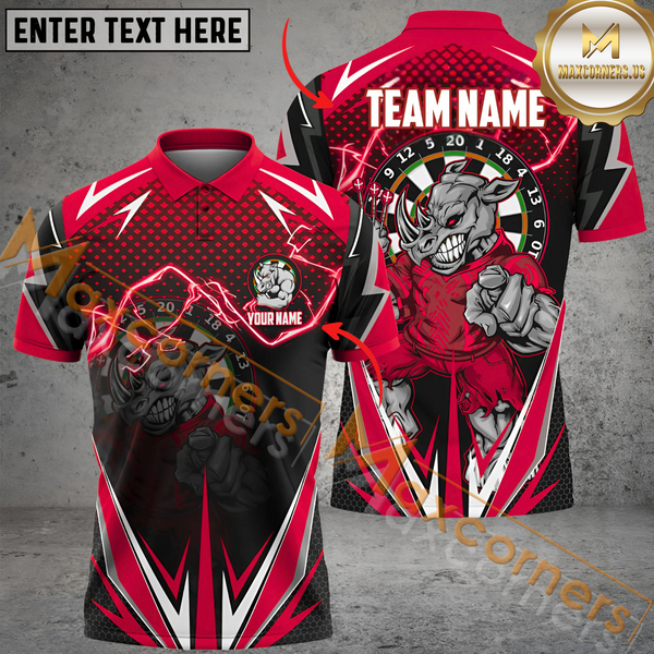 Maxcorners Darts Funny Smoke Customized Name, Team Name 3D Polo Shirt
