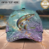 Maxcorners Fishing Pastel Scale Silhouette Personalized Name 3D Cap (12 Fish Species)