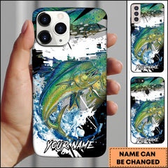 Maxcorners Mahi-mahi Fishing Phone Case Abstract Splash Modern Art Personalized Name 3D Phone Case