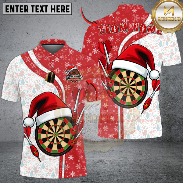 Maxcorners Darts Santa Hat Split Christmas Multicolor Customized Name, Team Name 3D Shirts