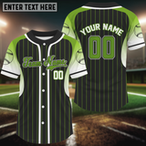 Maxcorners Green & White Pinstripe Baseball Shirt Custom Name Number For Men | Sports Team Jersey LM2608