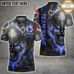 Maxcorners Skull Flame Bowling Jersey Multicolor Customized Name, Team Name 3D Shirts