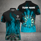 Maxcorners Darts Three Arrow Flame Customized Name, Team Name 3D Polo Shirt