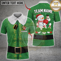 Maxcorners Snowman Bowling Elf Multicolor Customized Name, Team Name 3D Shirt