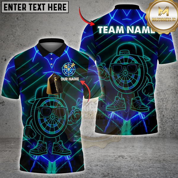 Maxcorners Darts Neon Dartboard Hero Multicolor Customized Name, Team Name 3D Shirts