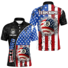 Maxcorners American Flag 8 Ball Smoke Billiard Shirts For Men Custom Patriotic Pool Team Jerseys LM1605