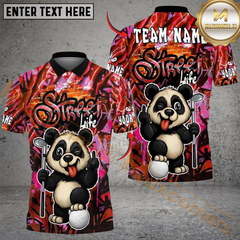 Maxcorners Street Swing Panda Golf Polo Shirt, Customized Name & Team Name 3D Shirts (4 Colors)