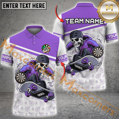 Maxcorners Darts  Skateboarding Skeleton Multicolor Option Customized Name, Team Name 3D Polo Shirt