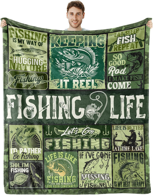Maxcorners Fishing Life Vintage Blanket