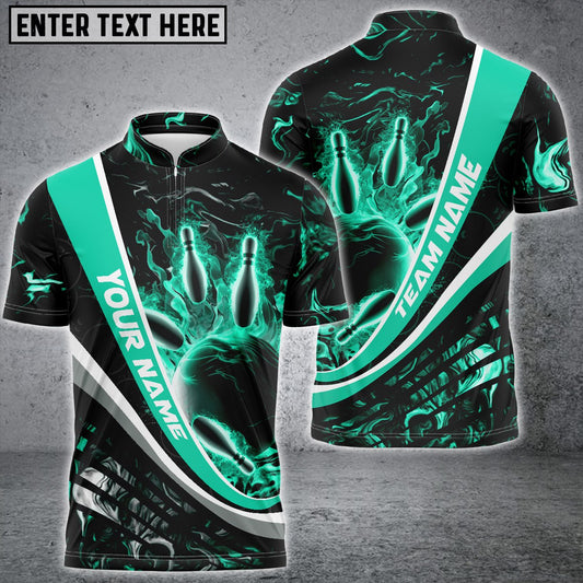 Maxcorners Flaming Magma Bowling And Pins Multicolor Option Customized Name 3D Shirt