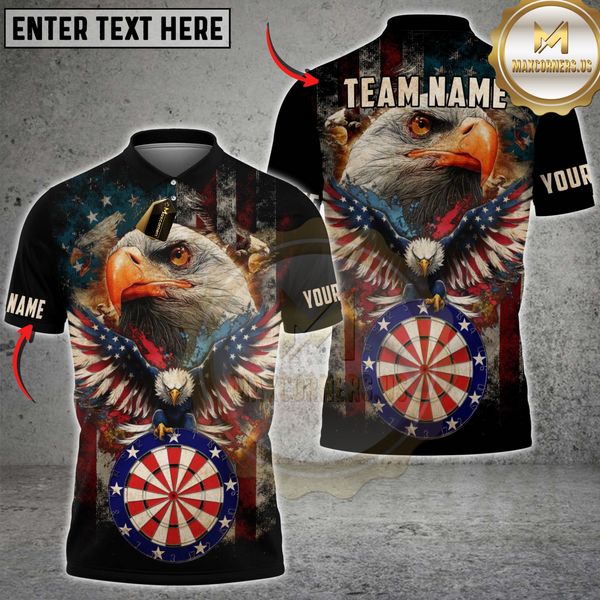 Maxcorners Darts American Eagle with USA Flag Dartboard Personalized Name 3D Unisex Shirt