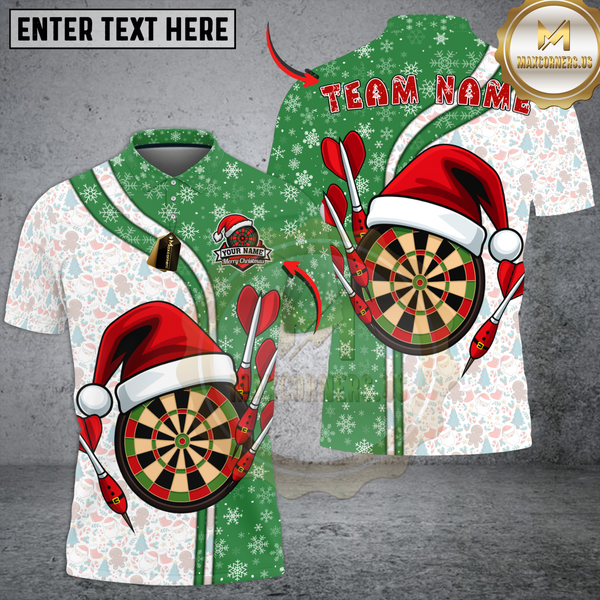 Maxcorners Darts Santa Hat Split Christmas Multicolor Customized Name, Team Name 3D Shirts
