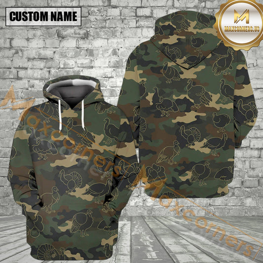 Maxcorners Wild Turkey Hunting Camo Seamless Pattern All Over Print Shirt
 Best Gift For Hunter