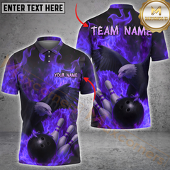 Maxcorners Bowling Flaming Eagle Multicolor Customized Name, Team Name 3D Shirts