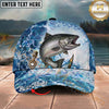 Maxcorners Fishing Ocean Bubble Artwork Personalized Name 3D Cap (12 Fish Species)