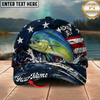 Maxcorners Fishing Patriotic USA Flag Water Splash Personalized 3D Cap (12 Fish Species)
