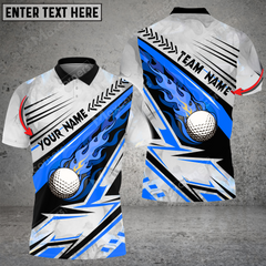 Maxcorners Golf Ball Fire Multicolor Option Customized Name, Team Name 3D Polo Shirt