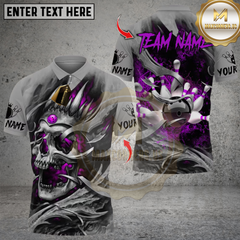 Maxcorners Bowling Skull Multicolor Customized Name, Team Name 3D Shirts