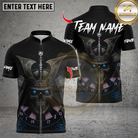 Maxcorners Darts Skull Samurai Dartboard Multicolor Customized Name, Team Name 3D Shirts