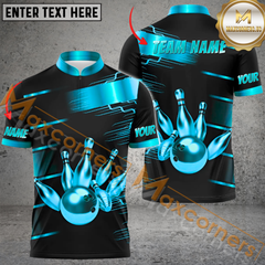 Maxcorners Golden Bowling Jersey Multicolor Option Customized Name, Team Name 3D Polo Shirt