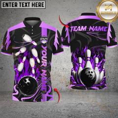 Maxcorners Bowling Golden Fire Strike Multicolor Customized Name, Team Name 3D Shirts