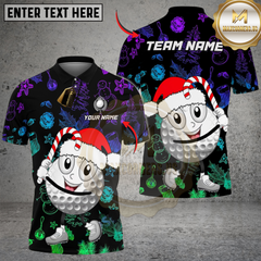Maxcorners Merry Swing Christmas Golf Polo Shirt, Custom Name & Team Name 3D Shirts