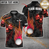 Maxcorners Golf Fire Ball Skull Multicolor Option Customized Name, Team Name 3D Polo Shirt