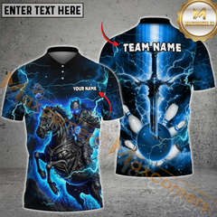 Maxcorners Fantasy Knight Thunder Lightning Pattern Bowling Jersey Multicolor Options Personalized Name, Team Name 3D Shirt