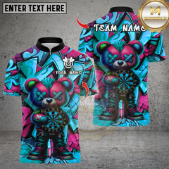Maxcorners Darts Graffiti Halloween Bear With Dartboard Multicolor Customized Name, Team Name 3D Shirts
